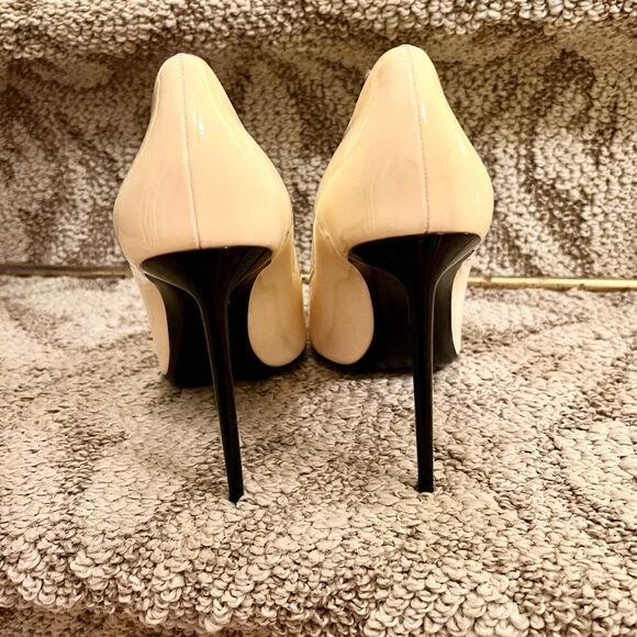 EEUC Saint Laurent Teddy Ivory Patent Leather Stiletto Heel Pumps Shoes Sz 39.5 - Picture 5 of 10